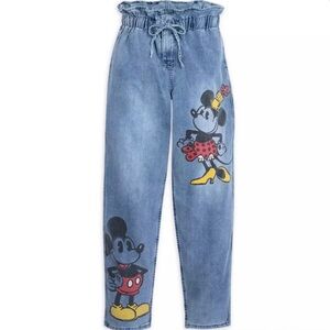 Mickey and Minnie Mouse Drawstring Denim Pants for Women by Her Universe SZ. M